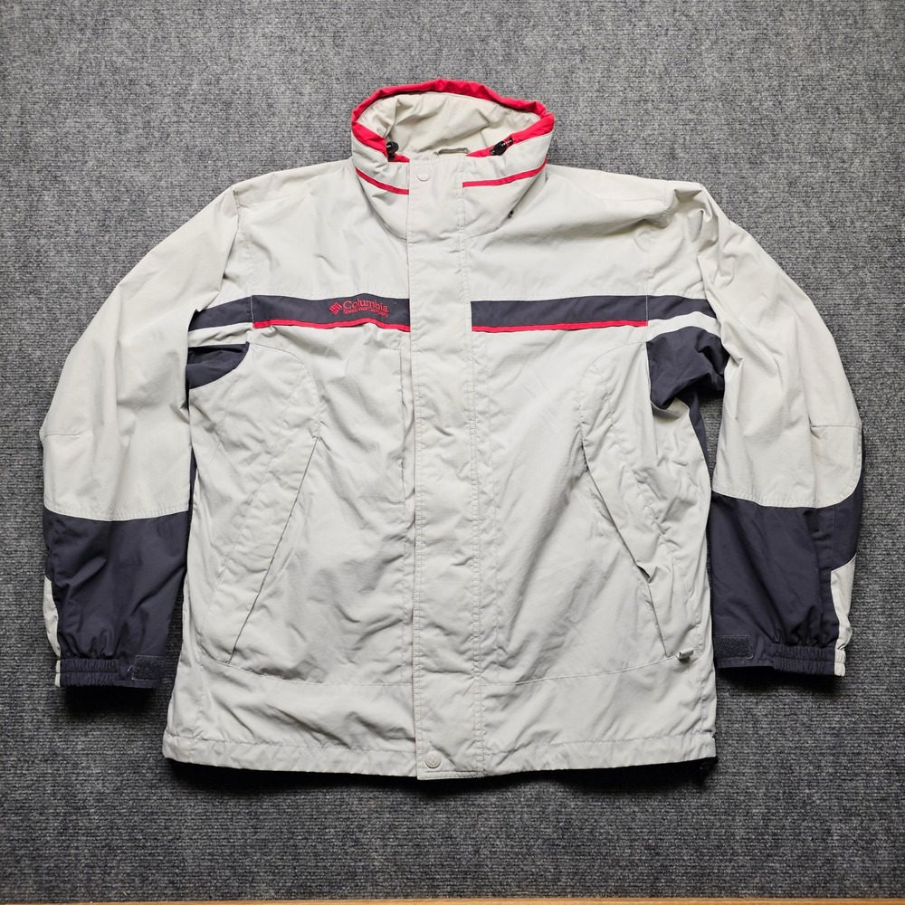 Columbia Sportswear Mens Interchange Jacket Gray Navy Red XM7691 Size Large